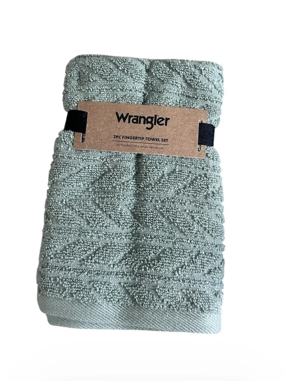 Wrangler 8 Pc Bath Towel Set NWT Broome Green Textured 2 Bath 4 Wash 2 Fingertip
